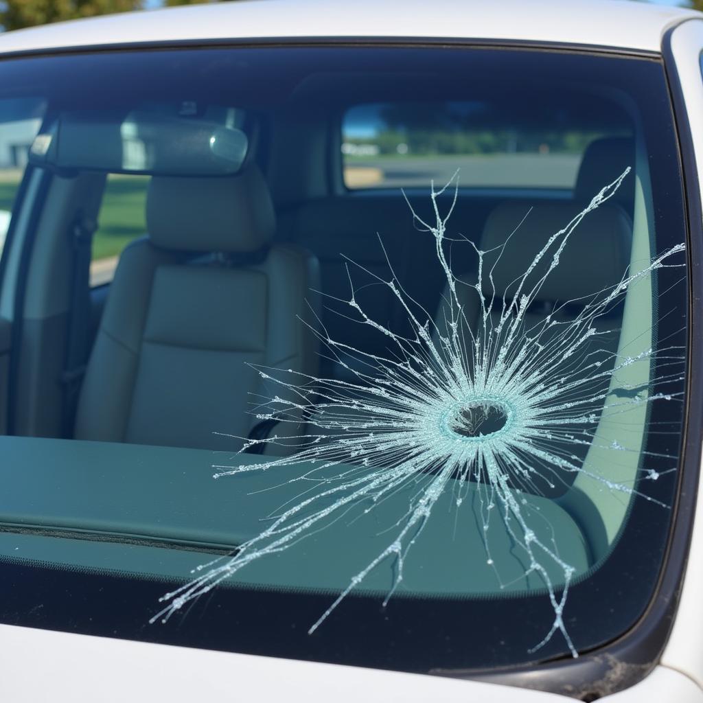 Cracked windshield on a 2000 Lincoln Town Car