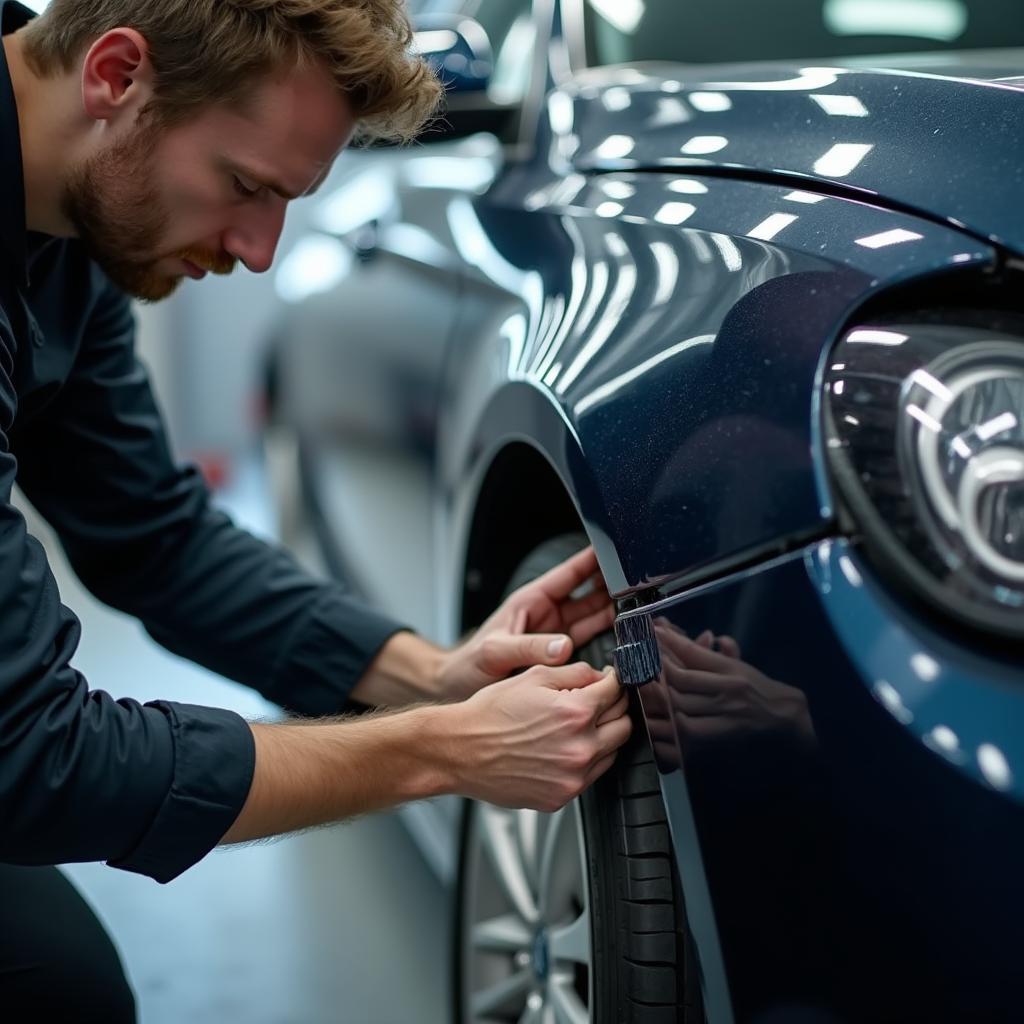 Car being repaired at an Abingdon car body repairs shop