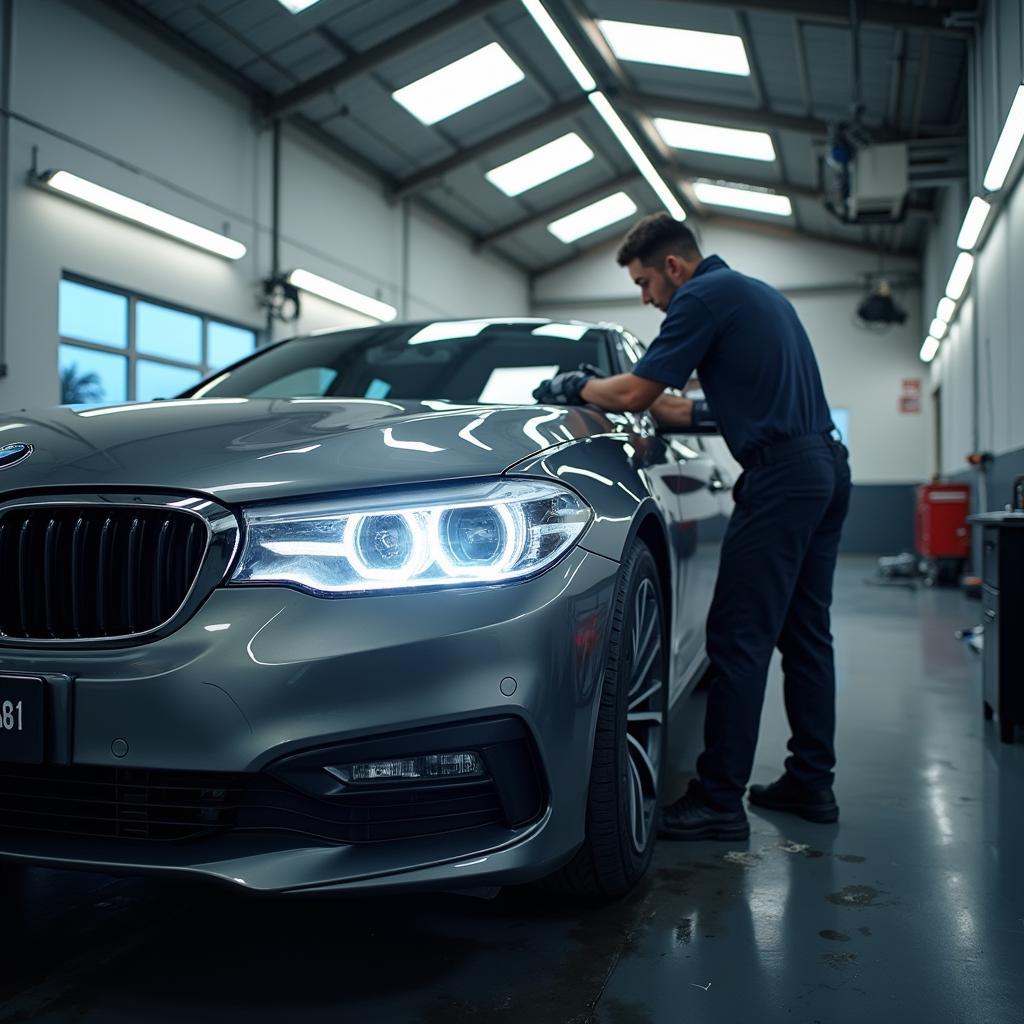 Car undergoing affordable paint repair at a Sydney workshop