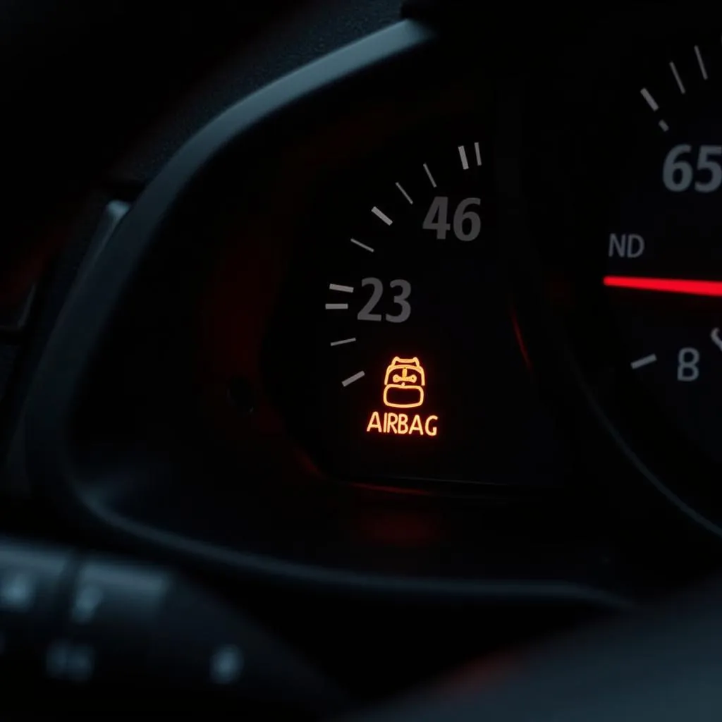 Airbag Warning Light on Car Dashboard