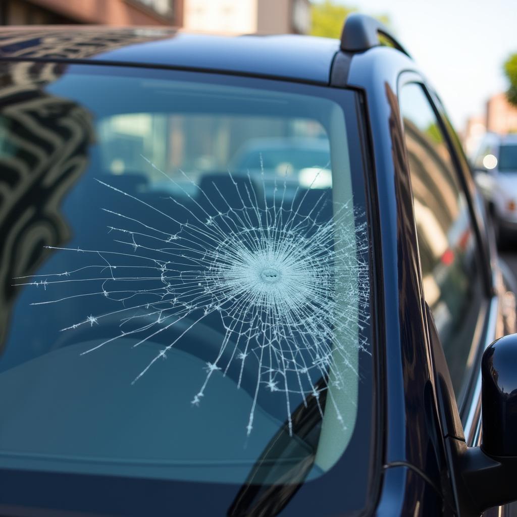 Car with Damaged Window on Alameda Street