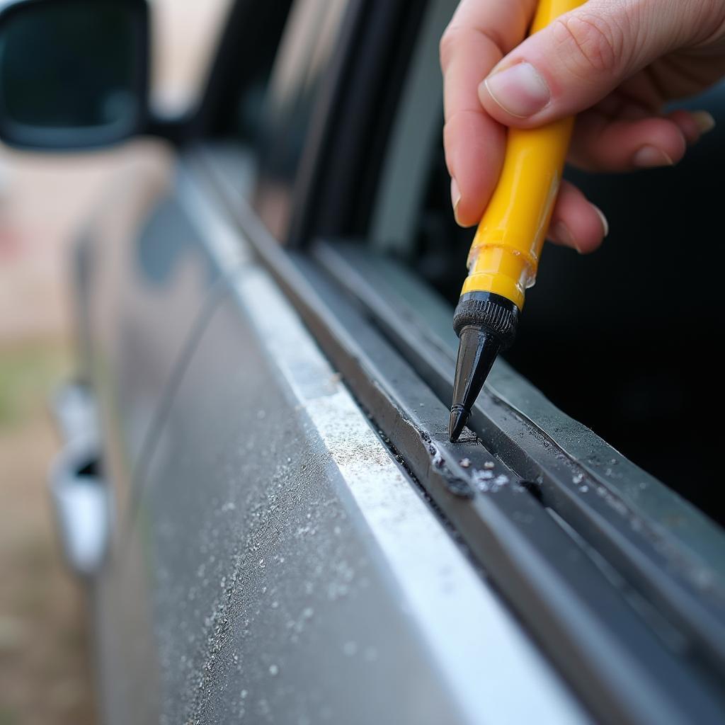 Applying Automotive Sealant to a Car Window Seal