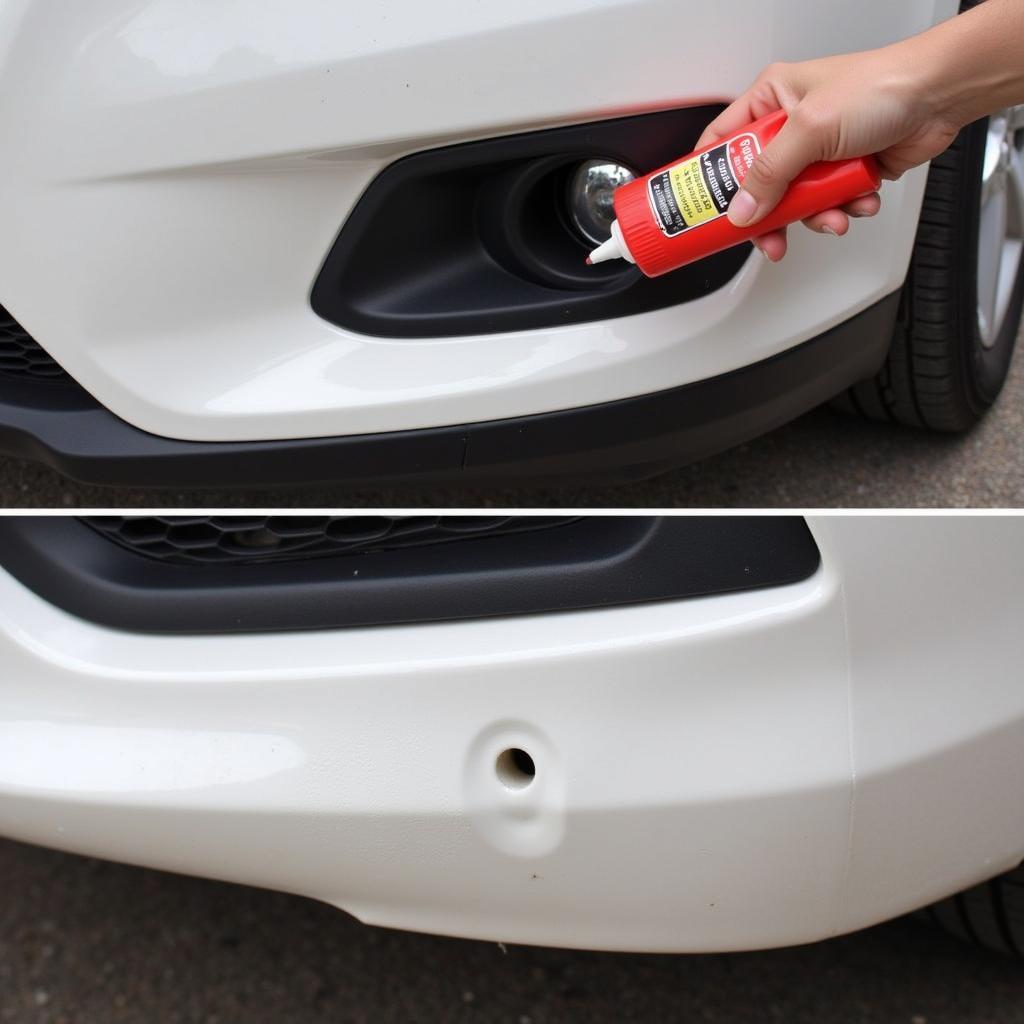 Applying Bumper Filler to a Damaged Area