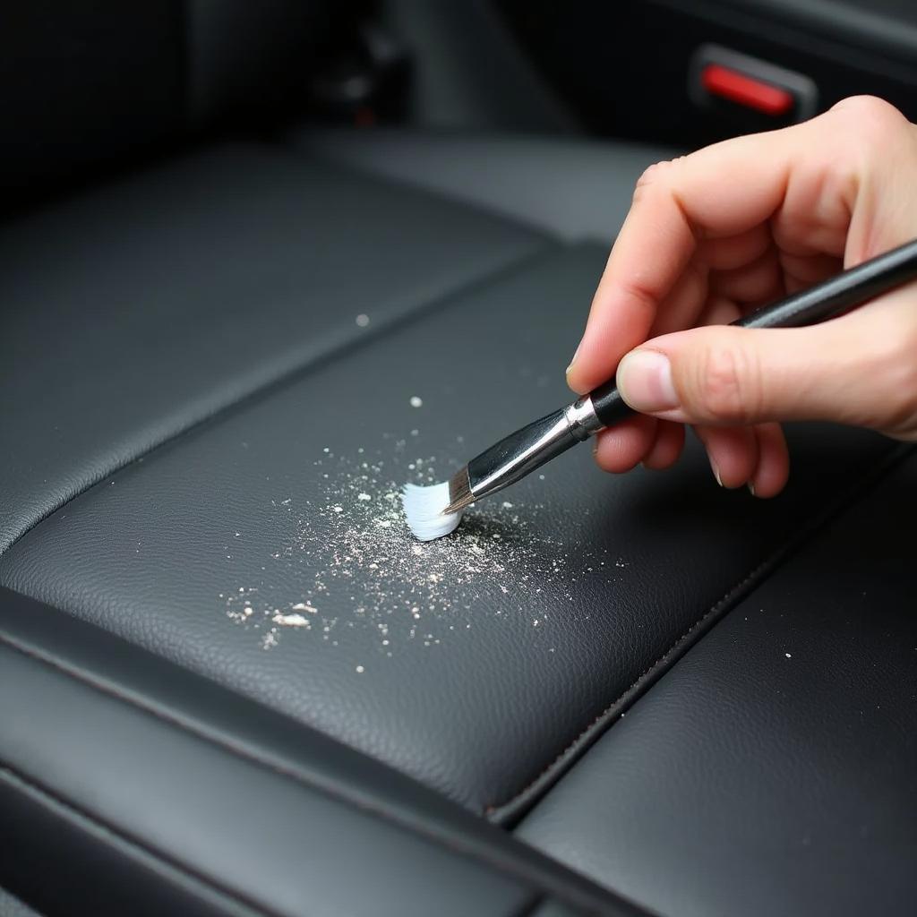 Applying Car Leather Paint to Scratched Area