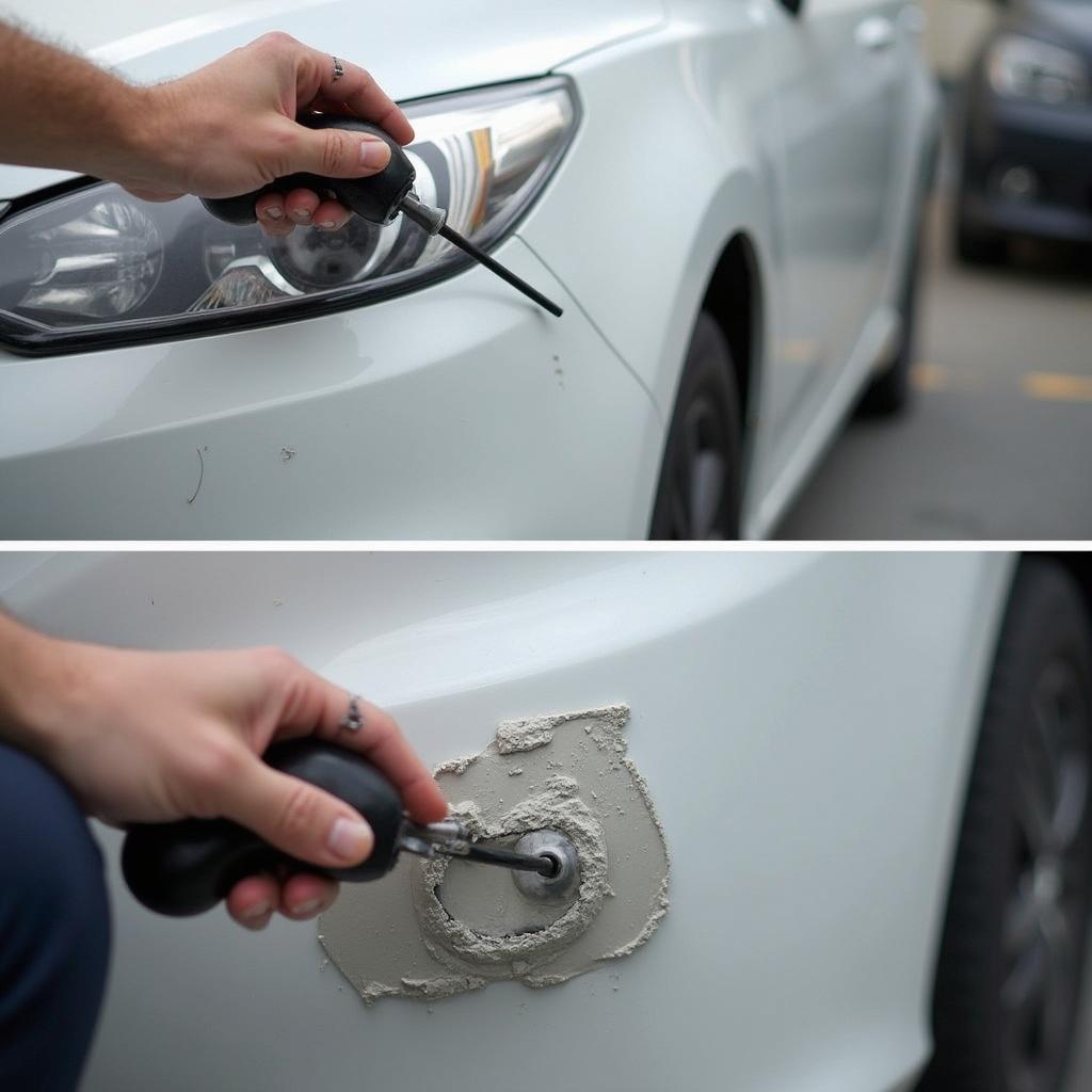 Applying primer on a car chip