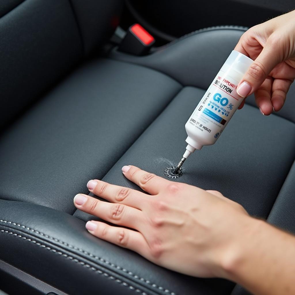 Applying Car Seat Repair Solution