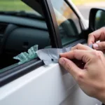 Applying Duct Tape to Car Window