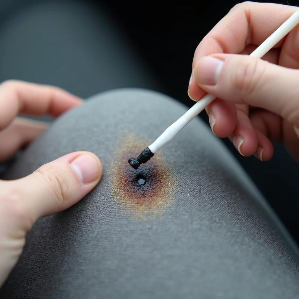 Applying Fabric Dye to a Burn Hole