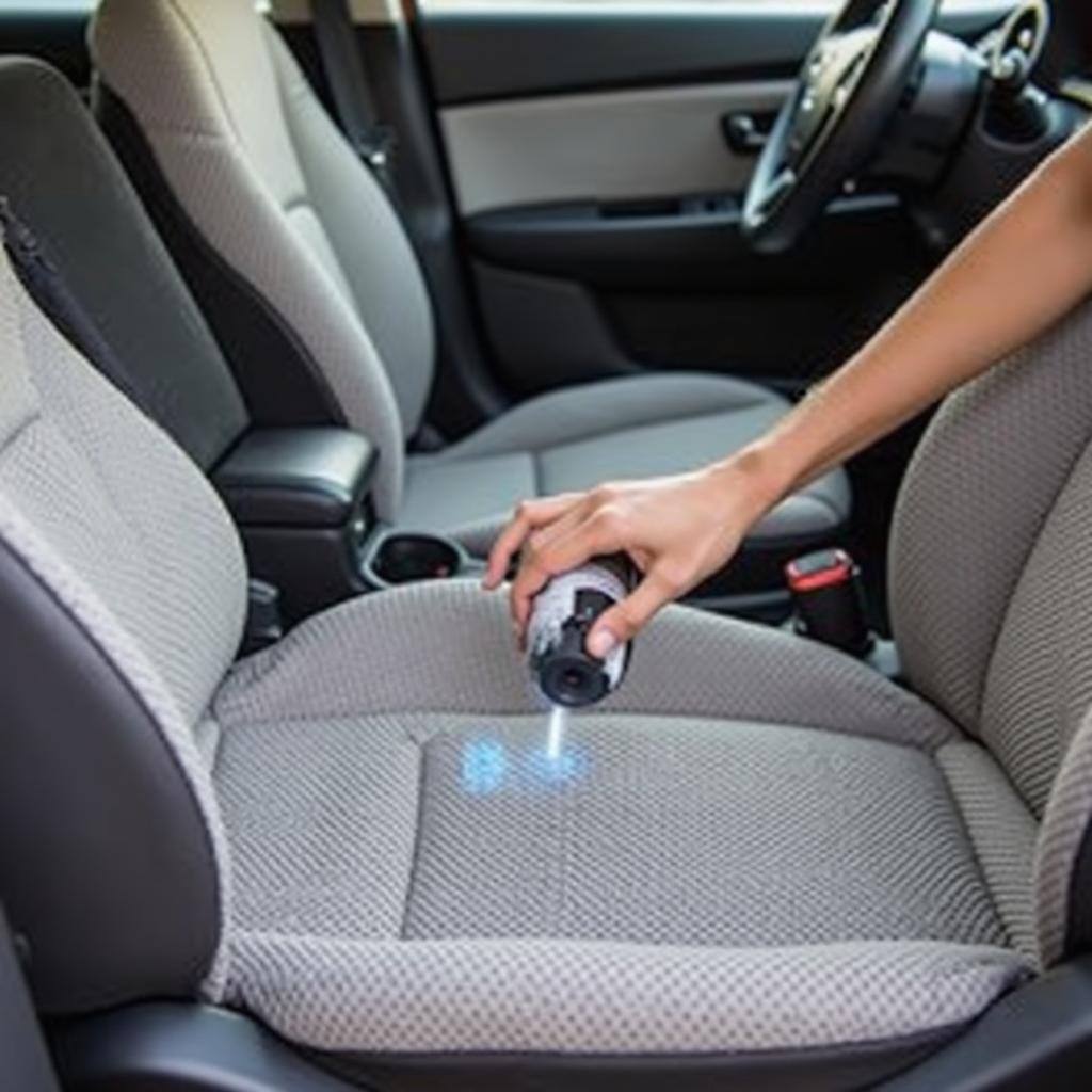 Applying Fabric Protector to a Car Seat