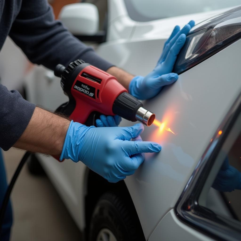 Using Heat Gun on Car Bumper Dent