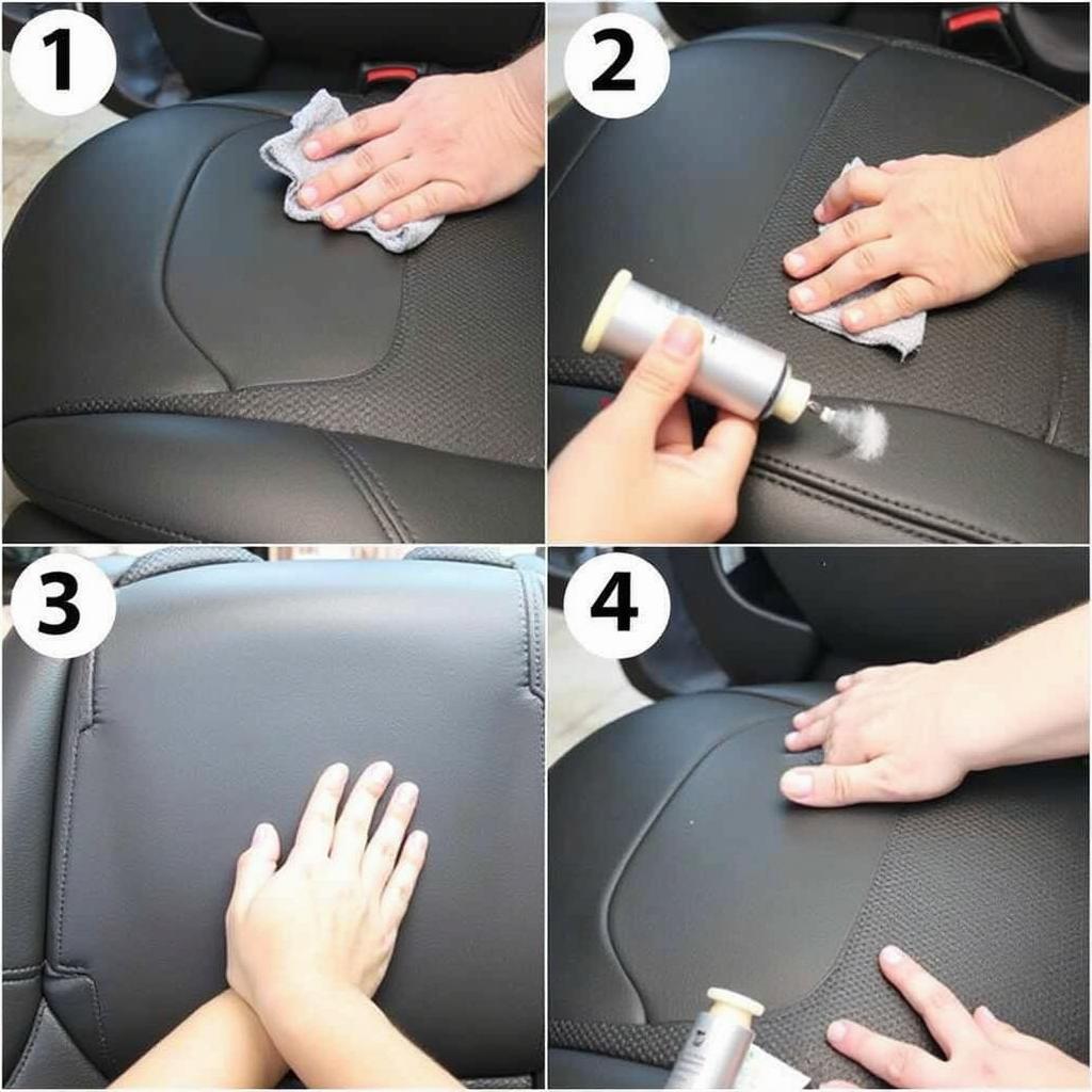 Applying leather conditioner to a car seat