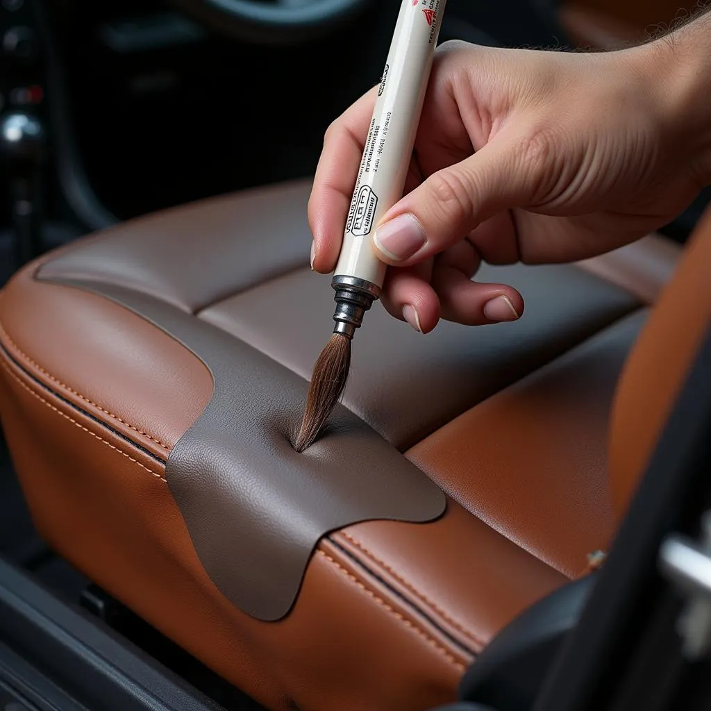 Applying Leather Dye to Car Seat