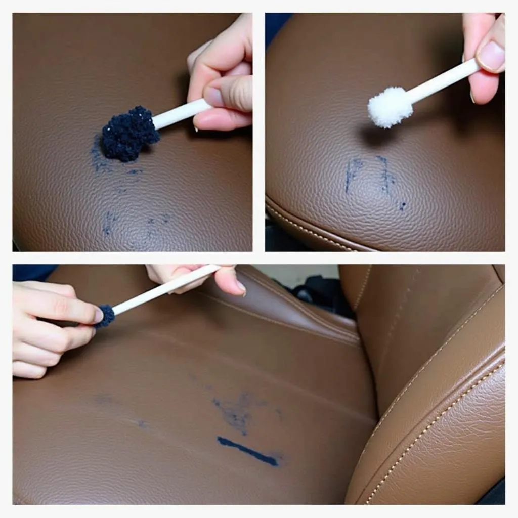 Applying Leather Dye to Deep Scratch on Car Seat