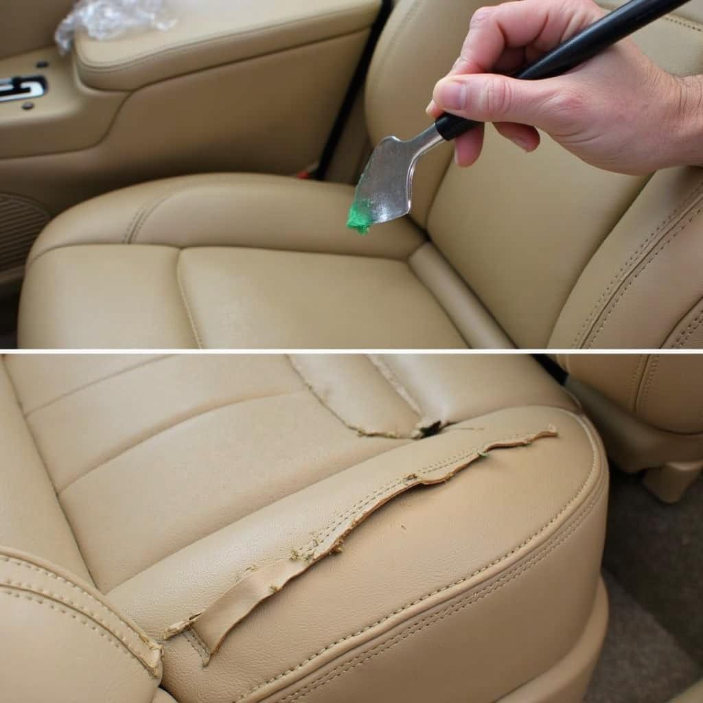 Applying Leather Filler to Car Seat