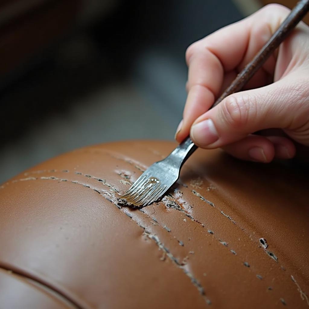 Applying Leather Filler to Car Seat