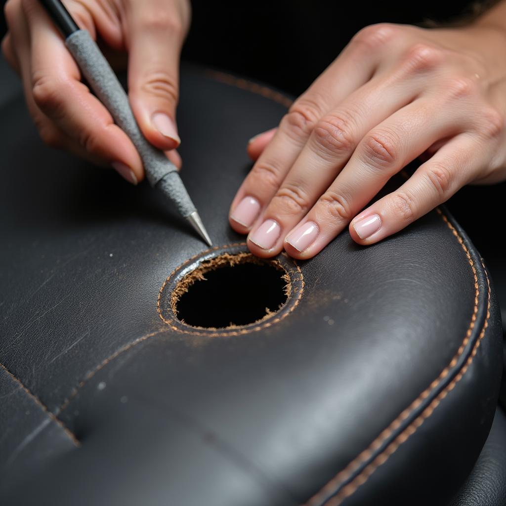 Applying Leather Filler