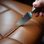 Applying Leather Filler to a Crack