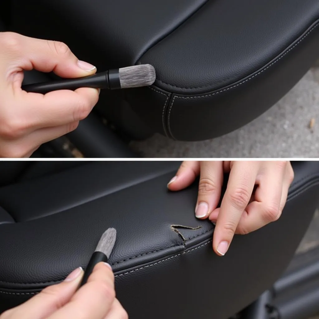 Applying Leather Filler on Car Seat