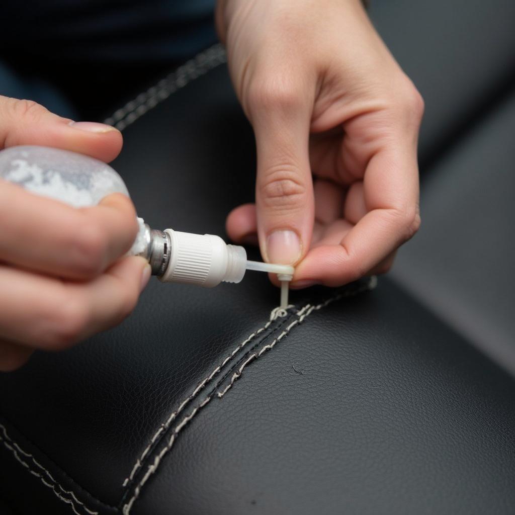 Applying Leather Filler to Car Seat