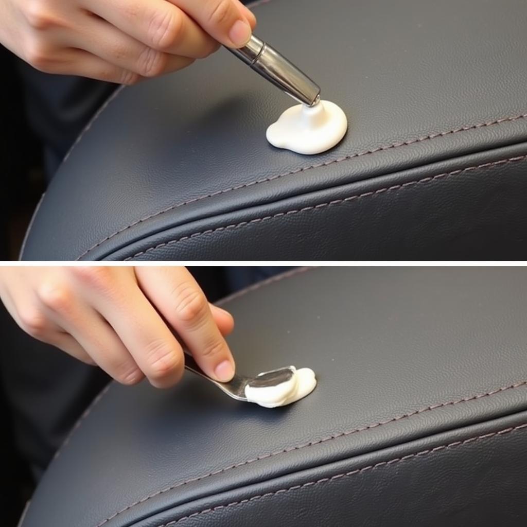 Applying Leather Filler to a Car Seat Scratch