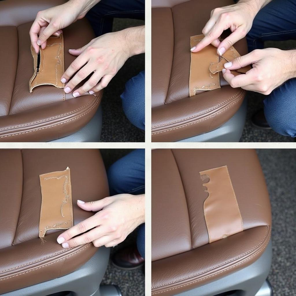 Applying Leather Patch to Car Seat