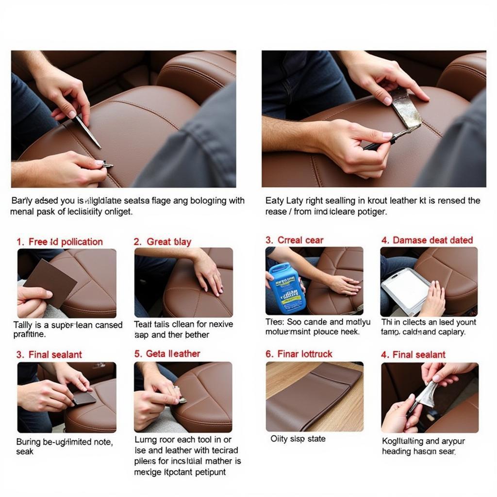 Step-by-Step Application of a Leather Repair Kit on a Car Seat