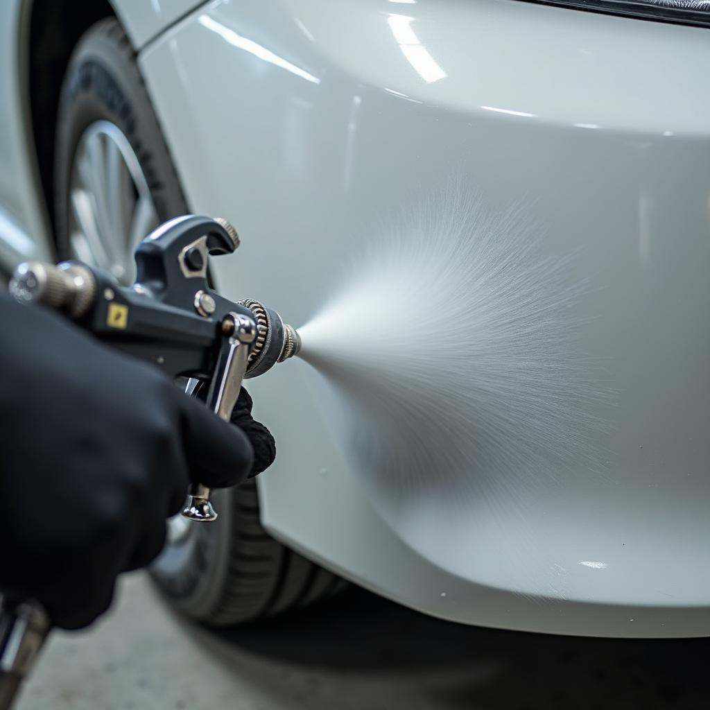 Applying Paint to Bumper