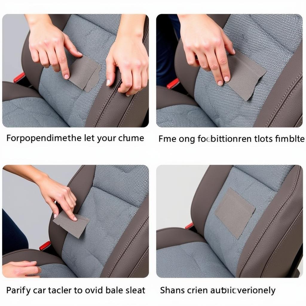 Applying a patch to a torn cloth car seat