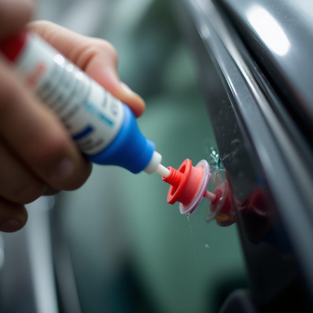 Applying Resin to Car Window Crack 