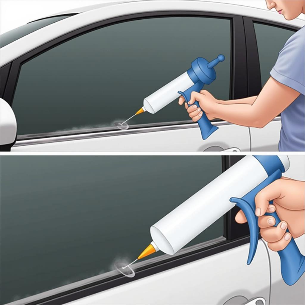  Applying Sealant to Car Window Trim