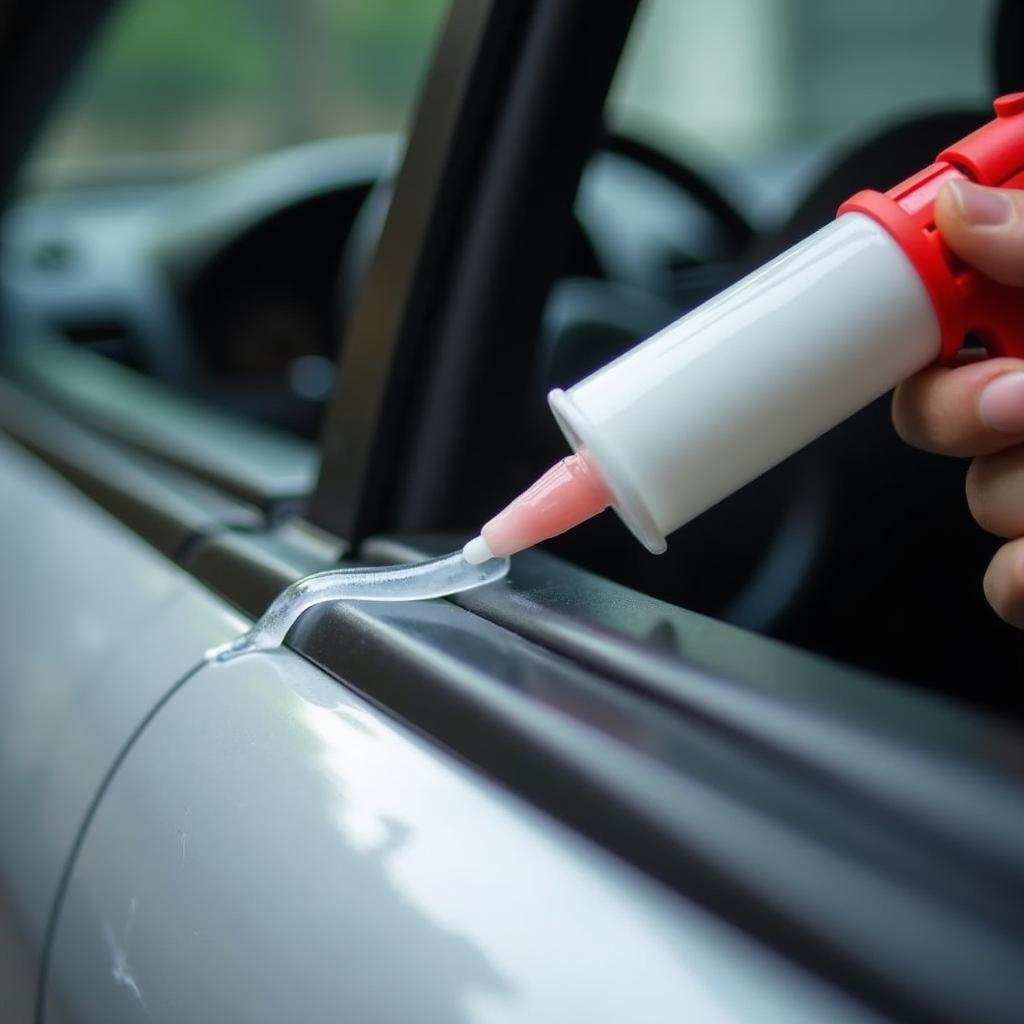 Applying Silicone to Car Window Seal