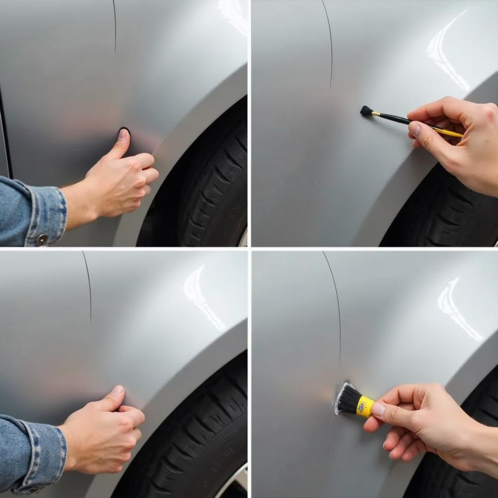 Applying touch-up paint to a car's chipped paint