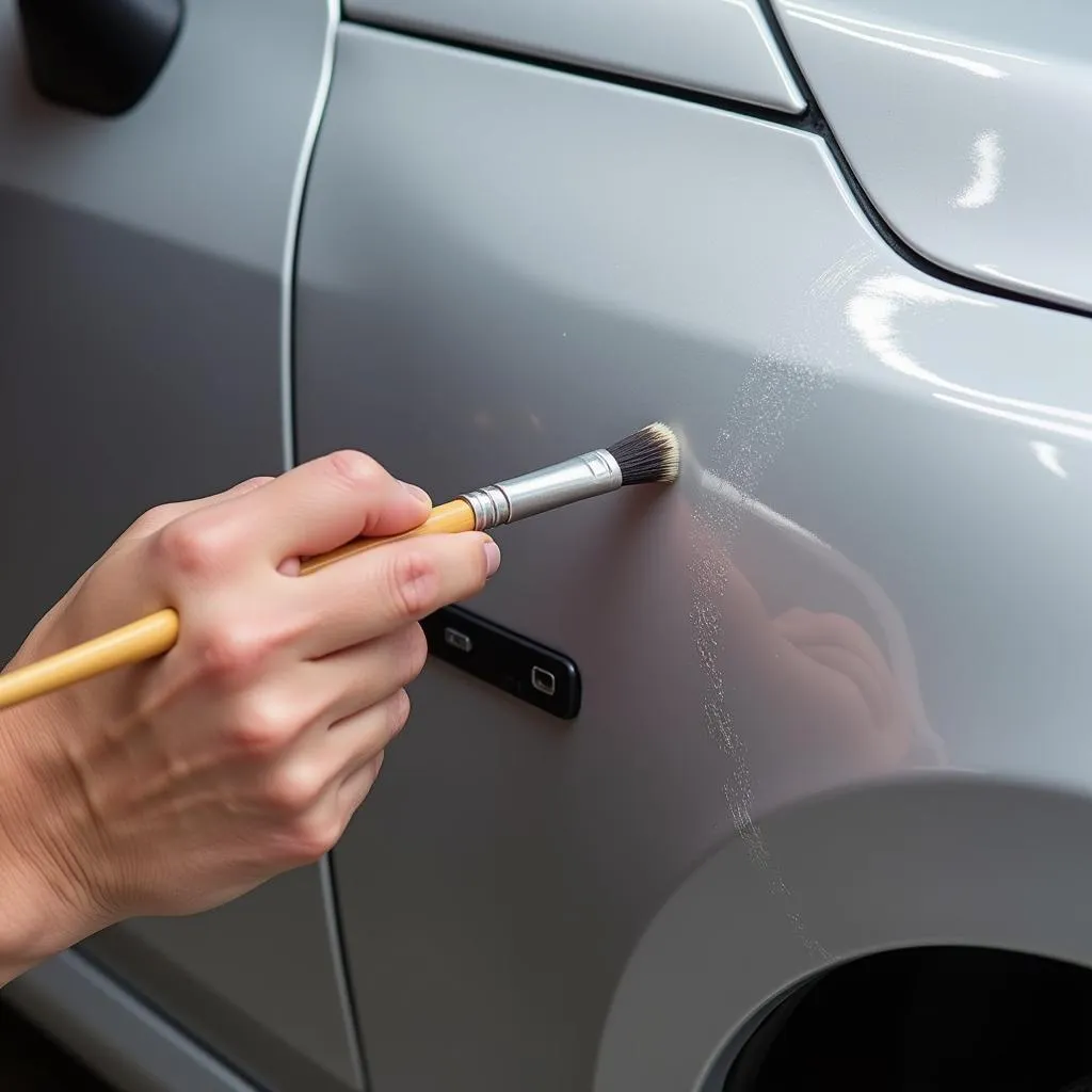 Applying Touch-up Paint to a Car Scratch