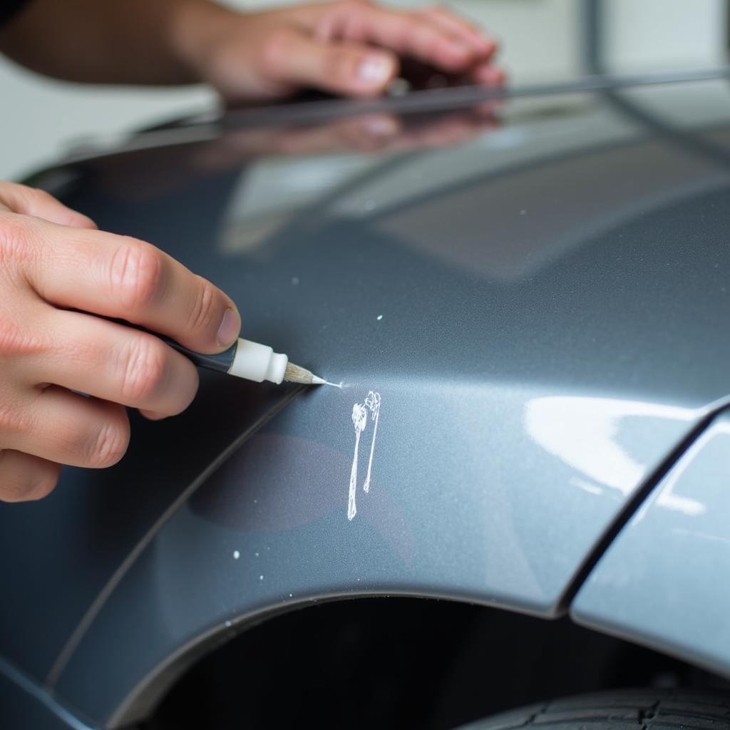 Applying touch-up paint to a car to repair micro paint blisters