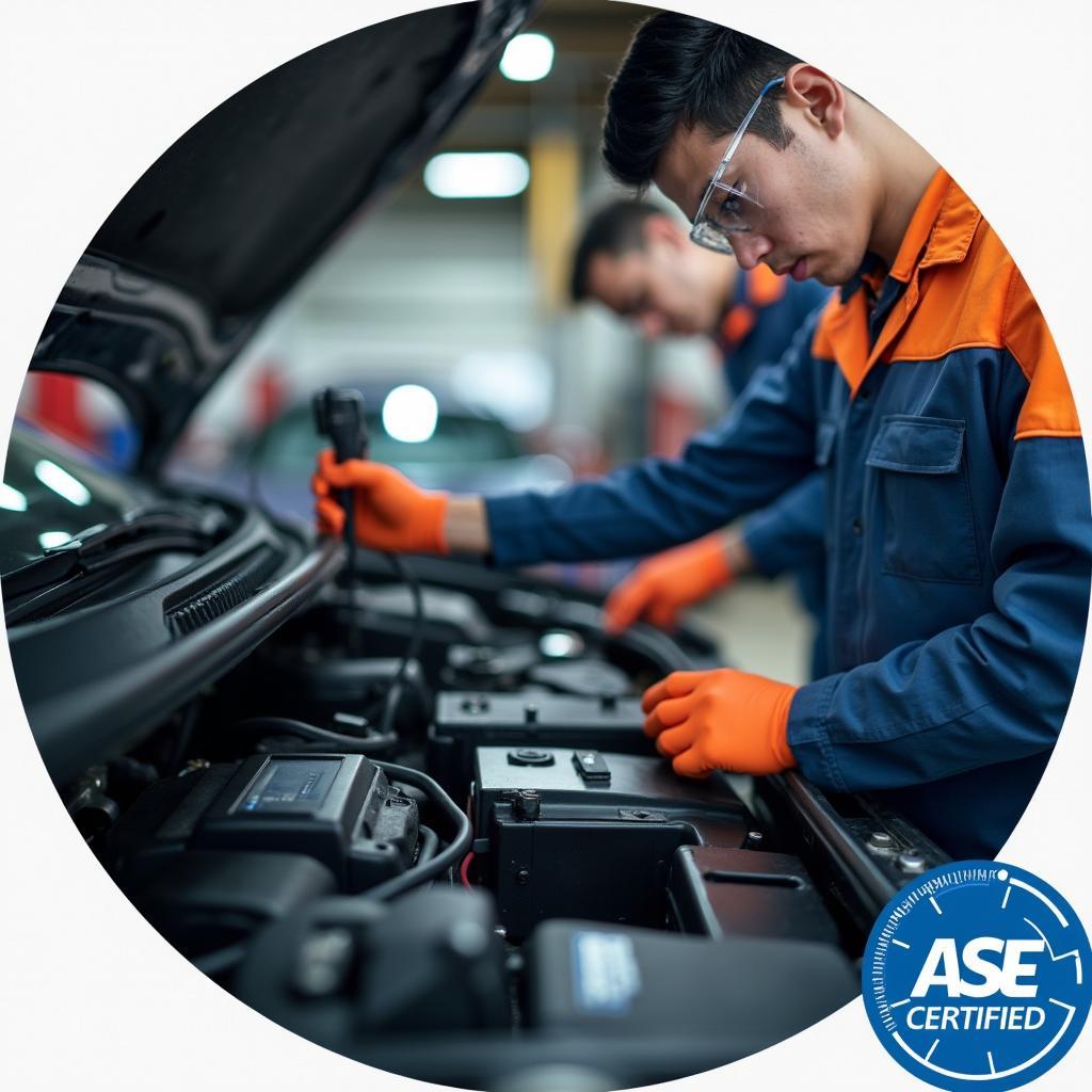 ASE Certified Technician Repairing Car AC