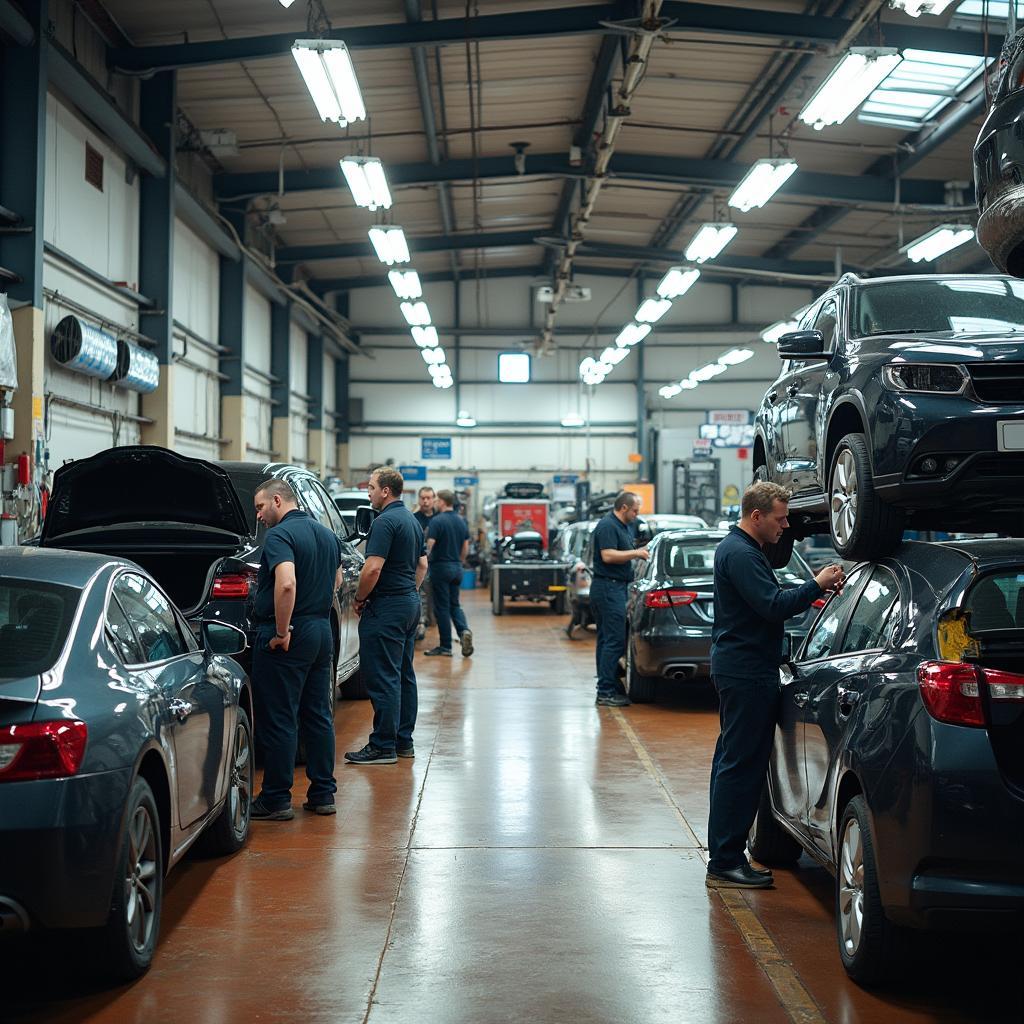 Ashton-in-Makerfield car body repair shop in action