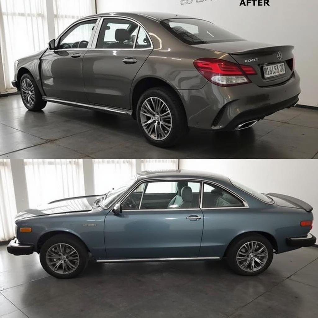 Before and after car body repairs in Askam