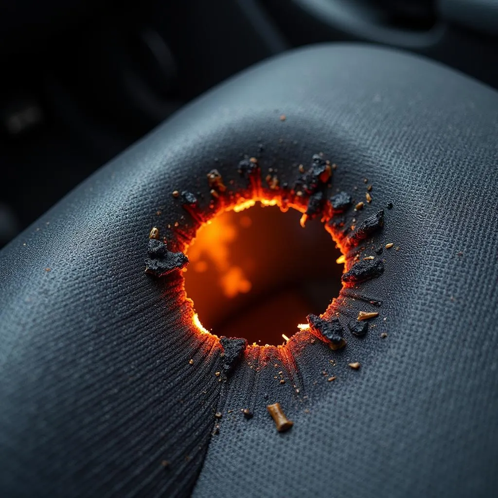 Assessing the Burn Hole in a Car Seat