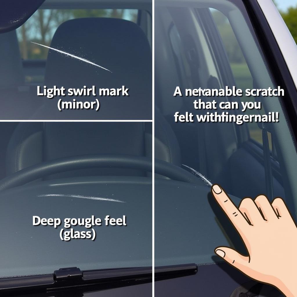 Assessing car window scratch damage types: minor, moderate, and deep