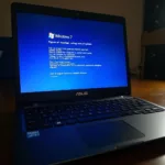 Asus laptop displaying the Windows 7 blue screen of death