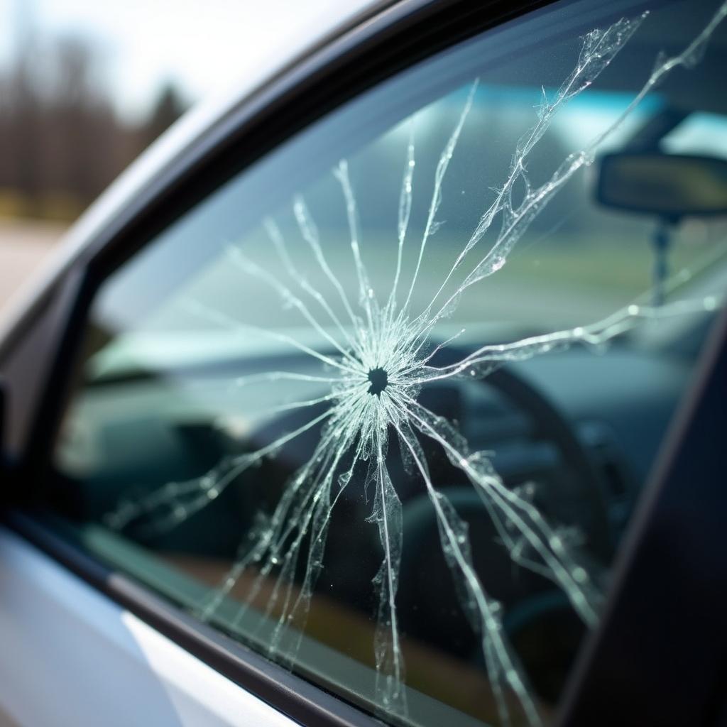 Car window with a large crack in Austell, GA