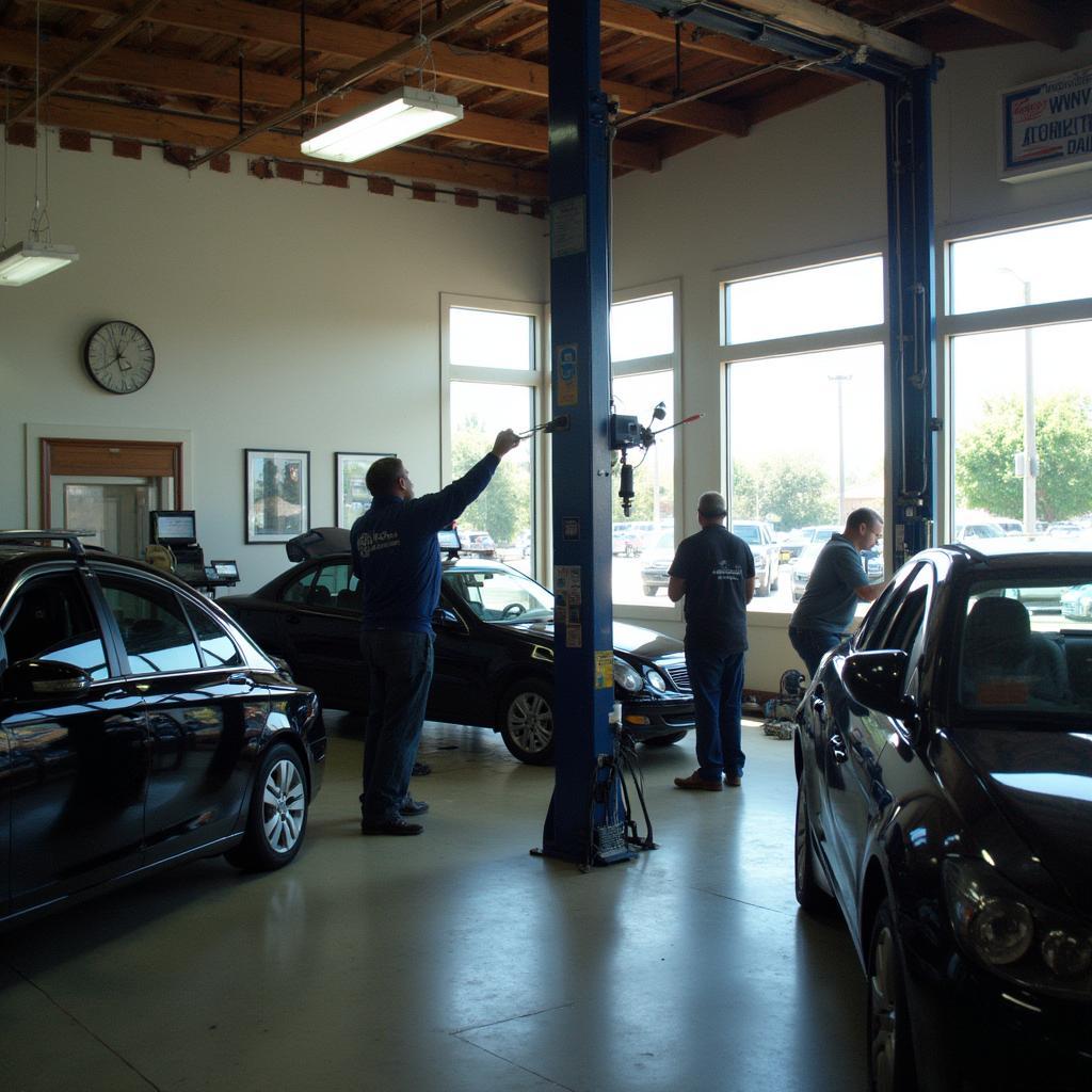 A bustling auto glass repair shop in Farmville, VA