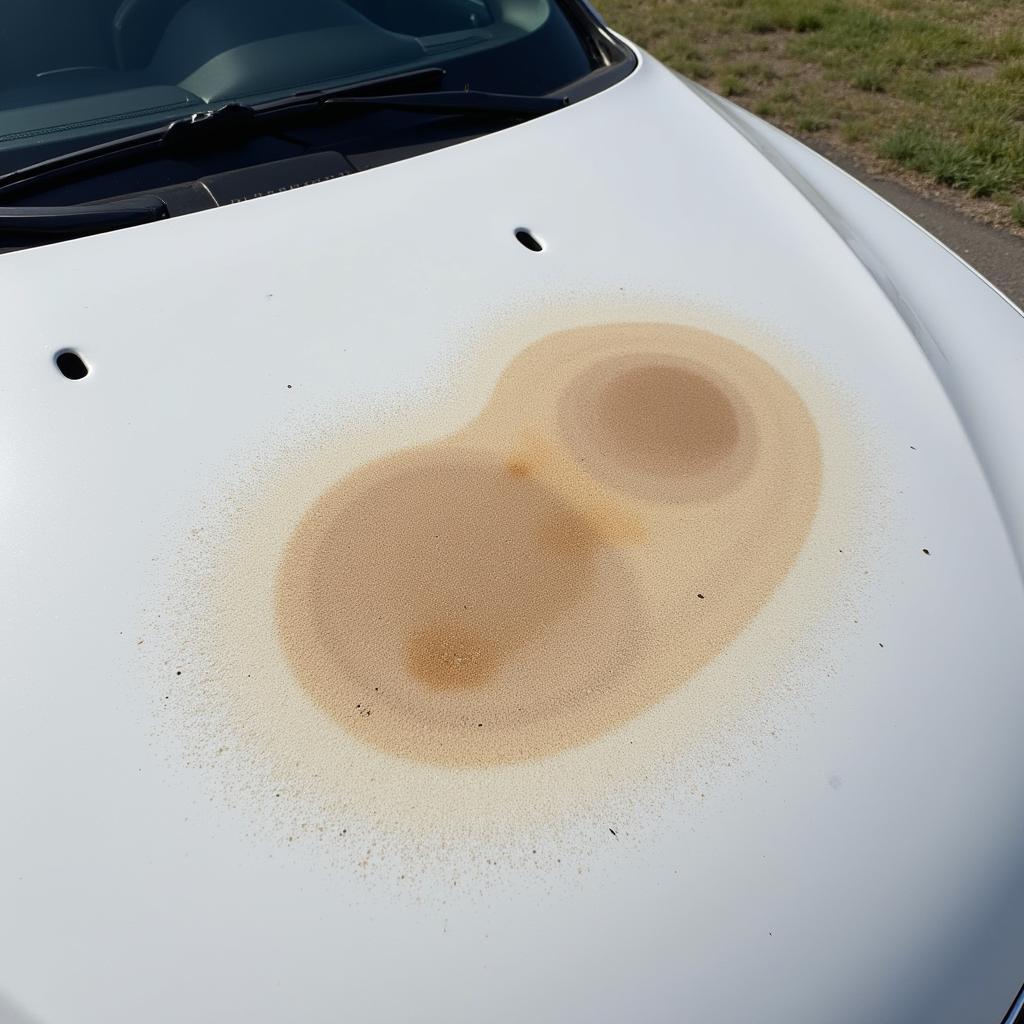 Bat droppings damage on car paint