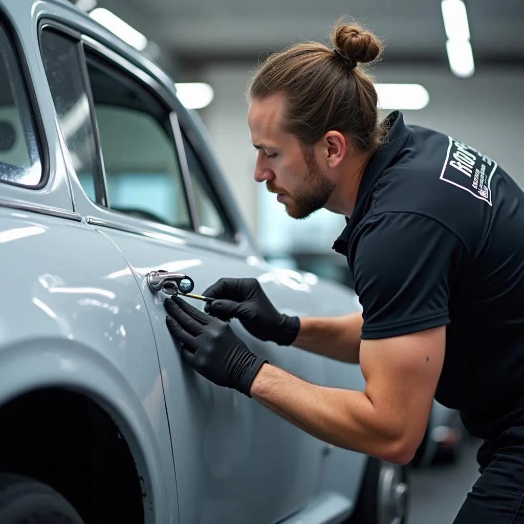 Applying car paint protection film in Bedford