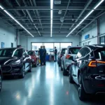 Modern electric vehicle repair shop in Bicester