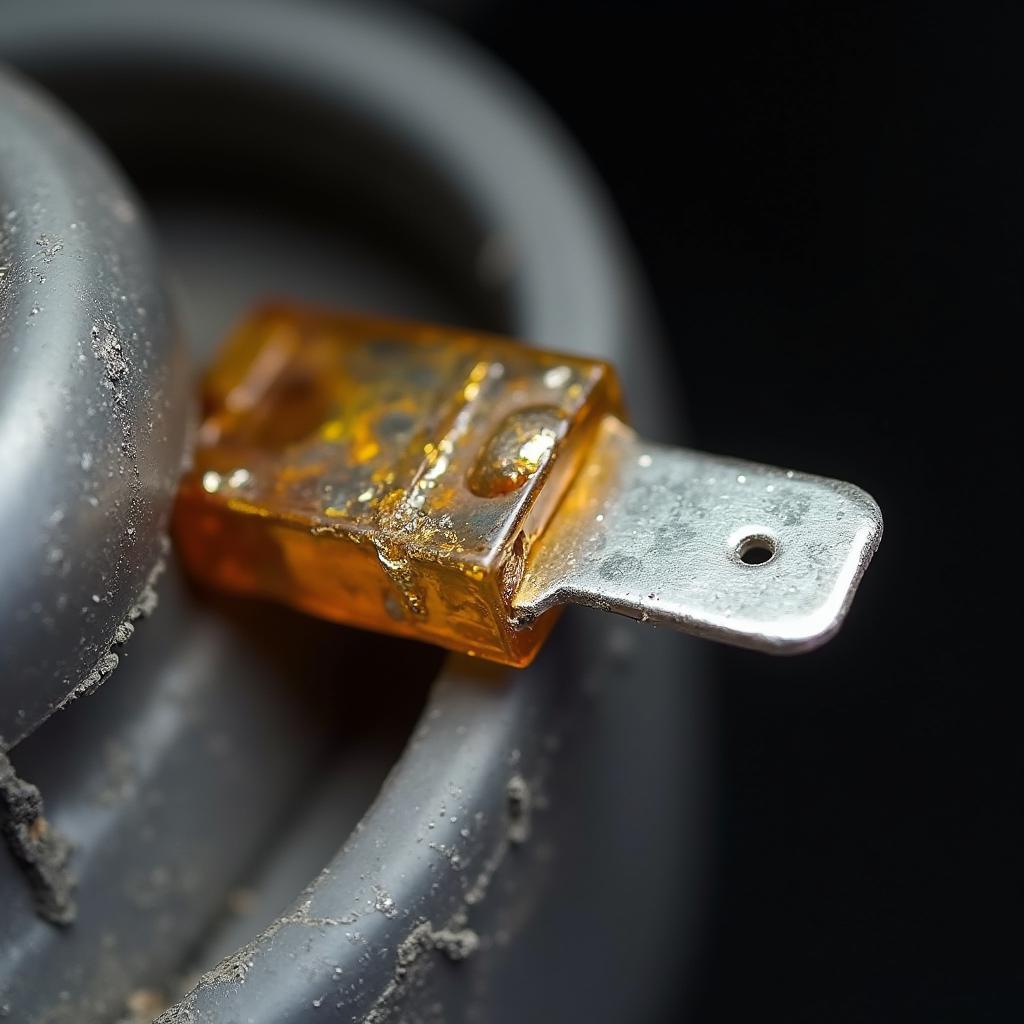 Close-up image of a blown car fuse