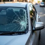 BMW car with a shattered side window