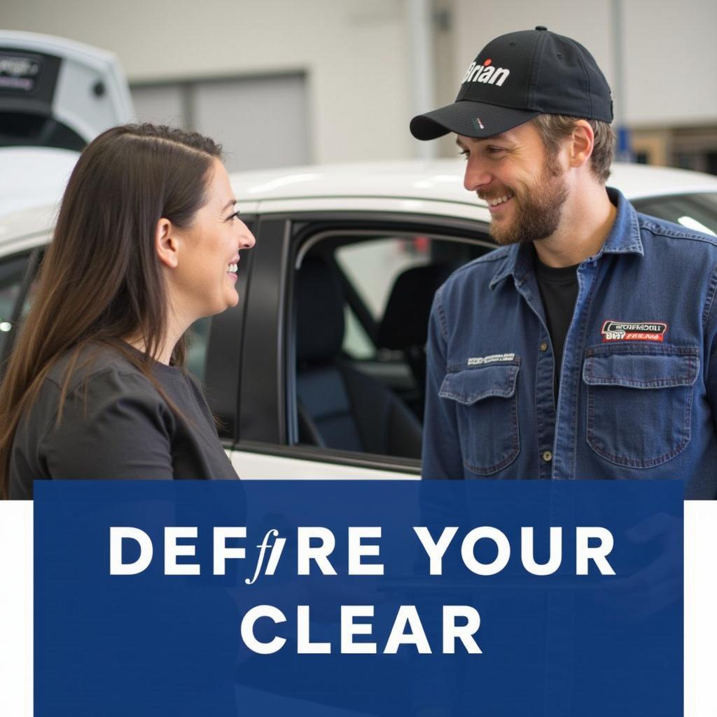  A Brian Car Body Repairs representative discussing repair options with a customer in Limavady 