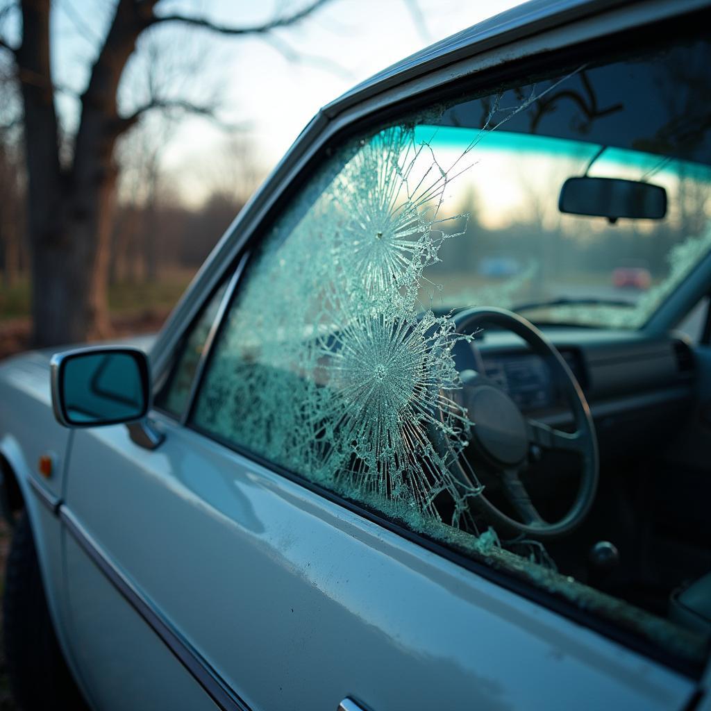 Broken Car Door Window Glass