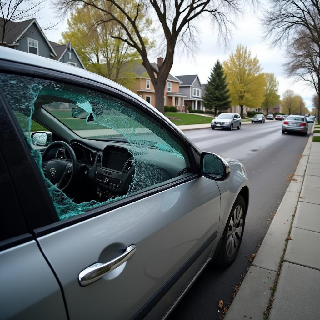 Broken Car Window on Boise Street